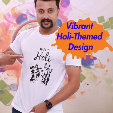 Round Neck Holi T-Shirts With Wallet And Digital Watch Free (1RTW1)