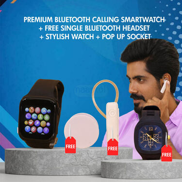 Premium Bluetooth Calling Watch Plus Single Bluetooth Stylish Watch Pop Op Socket (BCSW22)