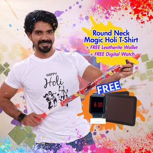 Round Neck Holi T-Shirts With Wallet And Digital Watch Free (1RTW1)