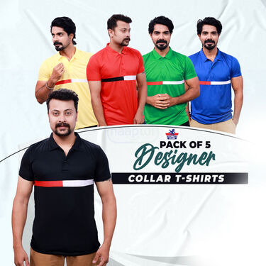 Pack of 5 Designer Collar T-Shirts (5PT18)