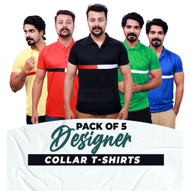 Pack of 5 Designer Collar T-Shirts (5PT18)