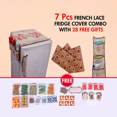 7 Pcs French Lace Fridge Cover Combo with 28 Free Gifts (7SF7)