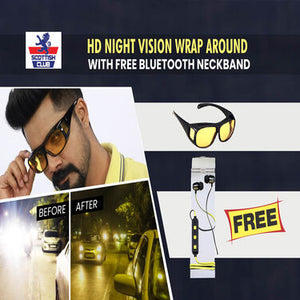 HD Night Vision Wrap Around Goggles + Free Bluetooth Neckband