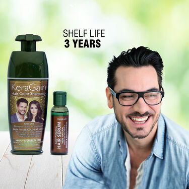 Keragain Hair Color Shampoo & Color Protecting Hair Serum For Men